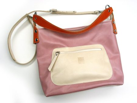 Makoto tote with cross body shoulder strap dusty Pink with Orange pop For Discount