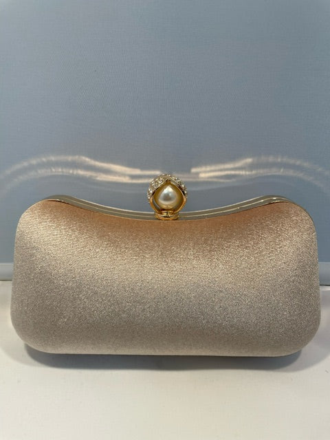 Sparkle Gold Clutch with Pearl Accent on Sale