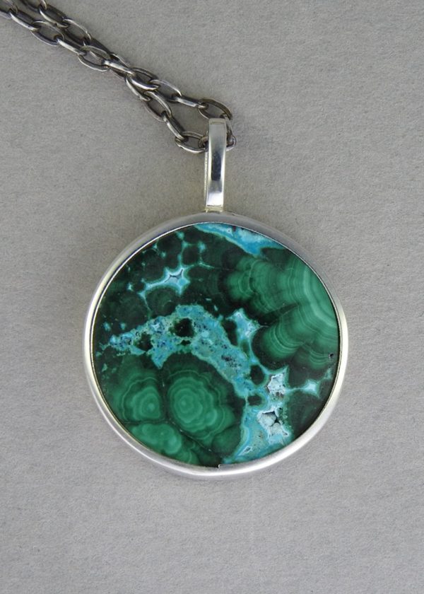 Chrysocolla & Malachite  Crystal Pendant For Sale