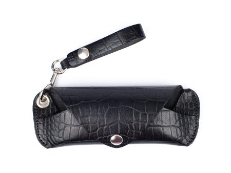 Eyeglass slim case black croco Hot on Sale