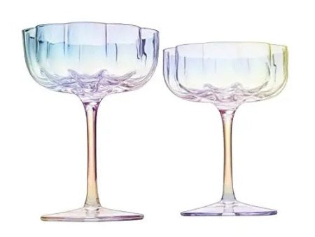 Flower Elegant Champagne & Cocktail Coupes - Iridescent Set on Sale