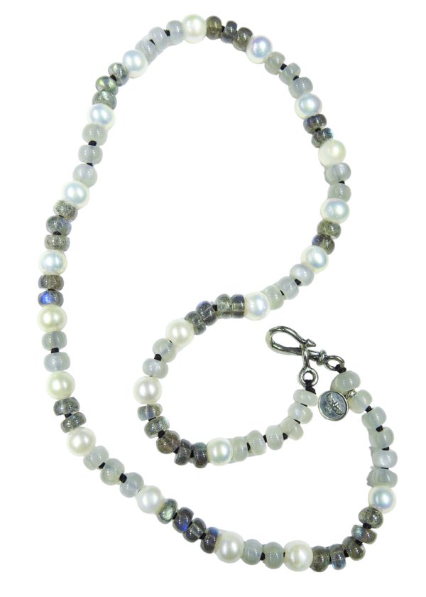 Labradorite, Moonstone & Pearl Necklace Cheap