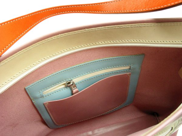 Makoto tote with cross body shoulder strap dusty Pink with Orange pop For Discount