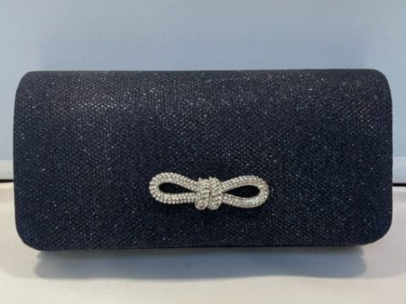 Navy Clutch with Silver Jewel Bow Hot on Sale