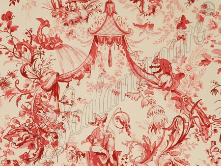 Scalamandre Wallpaper WP88286-003 Petite Chinois Red & Cream Cheap