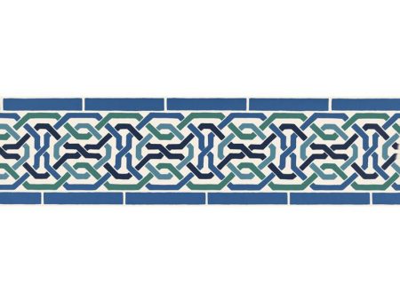 FSchumacher Wallpaper 5006020 Darro Mosaic Border Aegean For Sale