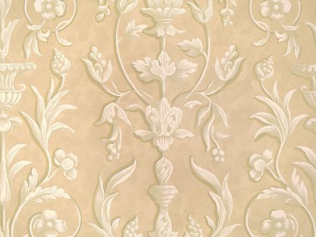 Scalamandre Wallpaper WP81644-001 Arabesque Plaster White On Beige Fresco Cheap