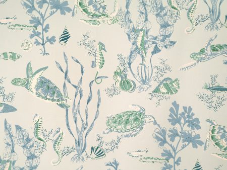 Scalamandre Wallpaper WP88209-003 Garparilla Seafoam, Blue, Oyster On Aqua Discount