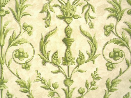 Scalamandre Wallpaper WP81644-005 Arabesque Jade Greens On Sand Fresco on Sale