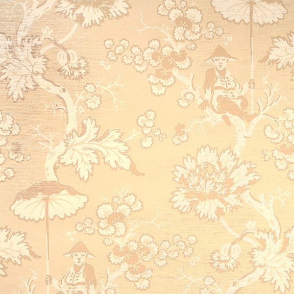 Scalamandre Wallpaper WP88216-001 Parapluie Ivory, Beige On Pearl Sand Fashion